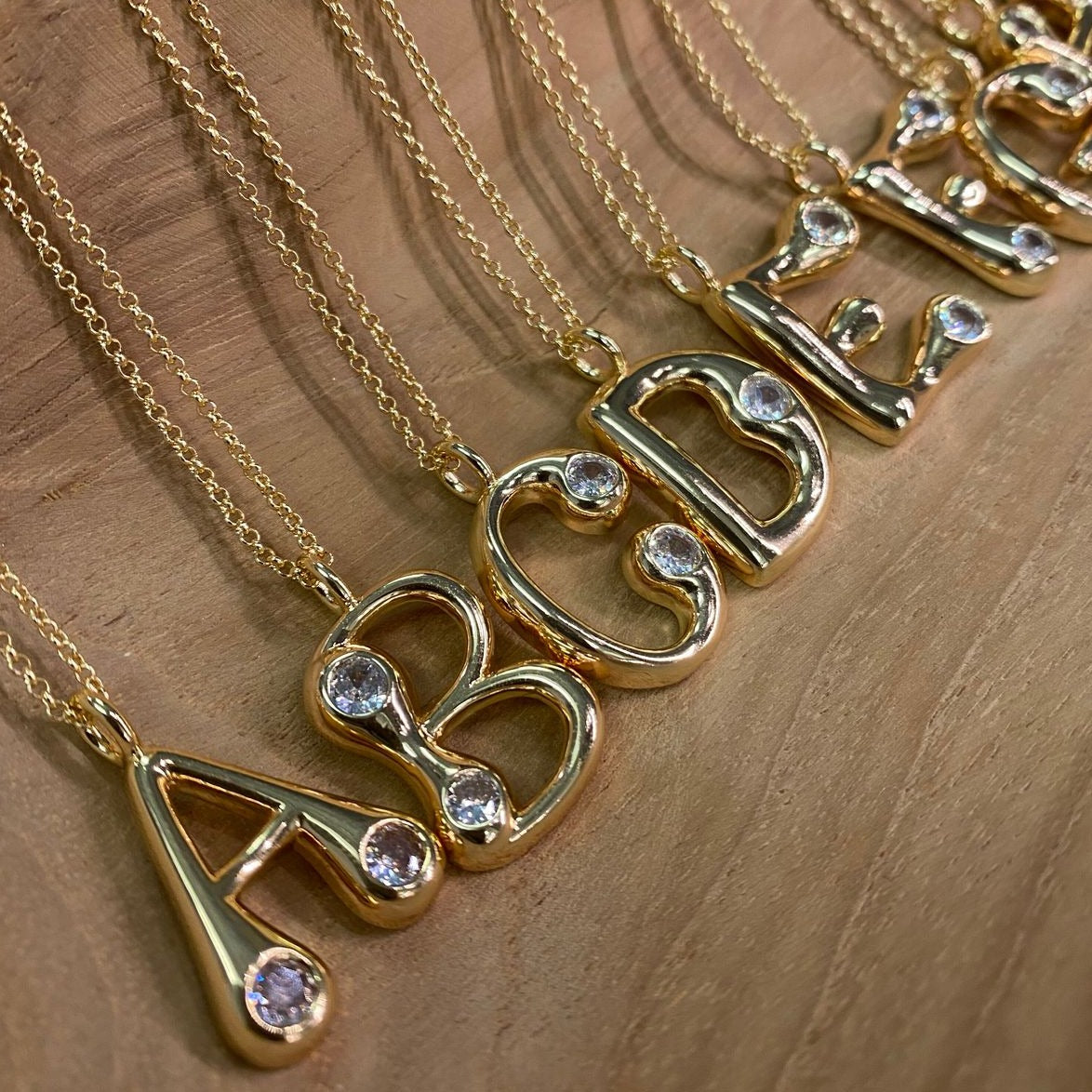 Gold Bubble Letter Necklace (Pendant & Chain) – / SELF PROMOTION STUDIOS /